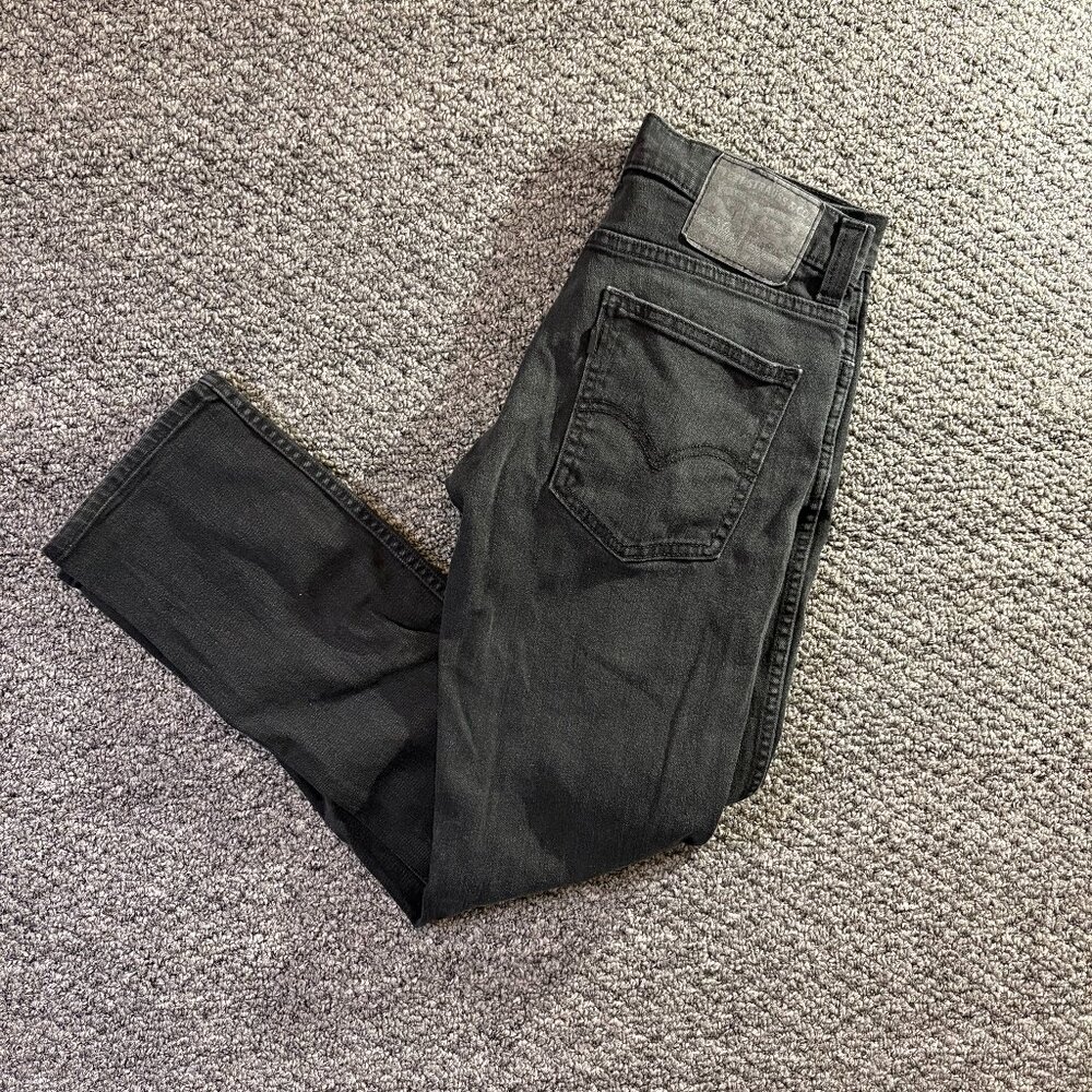 Levis 511 Jeans Mens 29x30 Black Slim Straight Dark Wash Mid Rise Stretch Denim